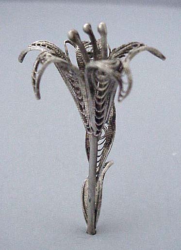 ANTIQUE SPANISH COLONIAL SILVER FLOWER - MADONNA, SANTO